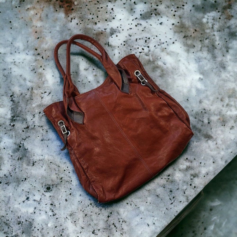 Borse In Pelle Brown Leather Large Hobo Slouchy Shoulder Bag Purse Italy
